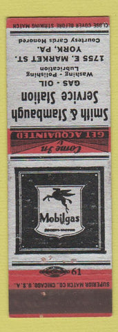 Matchbook Cover - Mobil oil gas Smith Stambaugh York PA