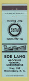 Matchbook Cover - Bob Lang Pure oil gas Walstonburg NC