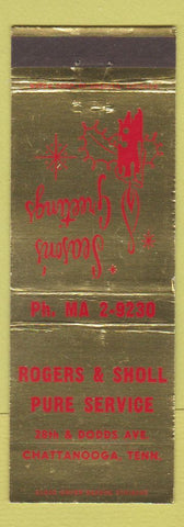 Matchbook Cover - Rogers & Sholl Pure oil gas Chattanooga TN Christmas