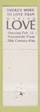 Matchbook Cover - Making Love Movie DD Bean 20th Century Fox 1982