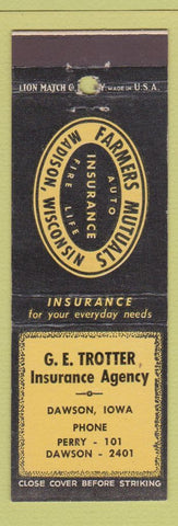Matchbook Cover - Farmers Mutuals Insurance GE Trotter Dawson IA