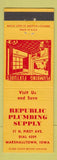 Matchbook Cover - Republic Plumbing Supply Marshalltown IA