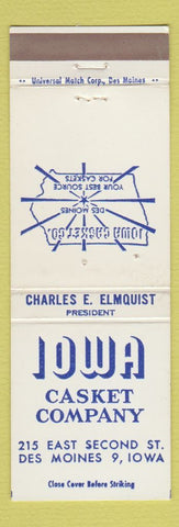 Matchbook Cover - Iowa Casket Company Des Moines IA