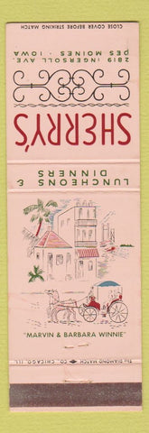 Matchbook Cover - Sherry's Restaurant Des Moines IA