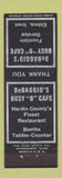 Matchbook Cover - DeBaggio's Busy B Cafe Eldora IA