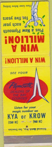 Matchbook Cover - Plymouth KYA KROW Radio San Francisco