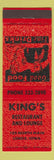 Matchbook Cover - King's Restaurant Lenox IA