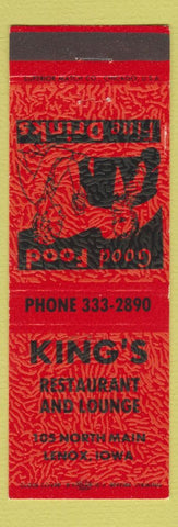 Matchbook Cover - King's Restaurant Lenox IA