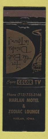 Matchbook Cover - Harlan Motel Zodiak Lounge Harlan IA