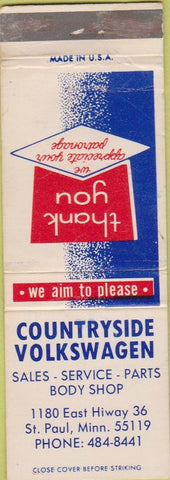 Matchbook Cover - Countryside Volkwagen St Paul MN