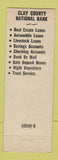 Matchbook Cover - Clay County National Bank Spencer IA