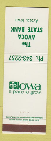 Matchbook Cover - Avoca State Bank IA