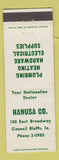 Matchbook Cover - Hanusa Plumbing Heating Hardware Supply Council Bluffs IA