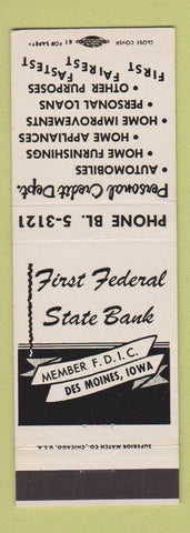 Matchbook Cover - First Federal State Bank Des Moines IA