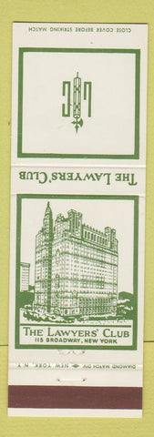 Matchbook Cover - Lawyers' Club New York City
