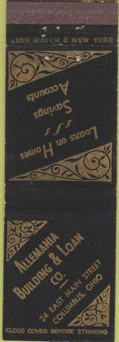 Matchbook Cover - Allemania Building Loan Columbus OH