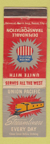 Matchbook Cover - Union Pacific Railroad Streamliners WORN