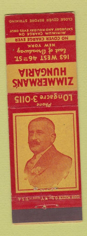 Matchbook Cover - Zimmerman's Hungaria New York CIty