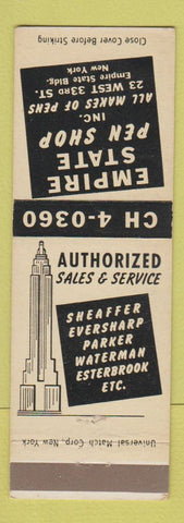 Matchbook Cover - Empire State Pen Shop New York City