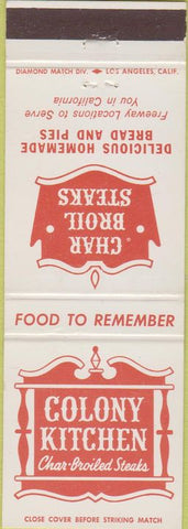 Matchbook Cover - Colony Kitchen California Chain CA