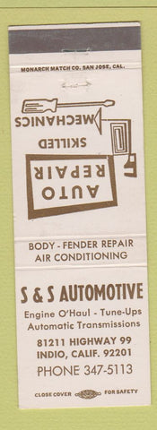 Matchbook Cover - S&S Automotive Indio CA