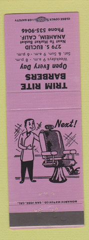 Matchbook Cover - Trim Rite Barber Shop Anaheim CA
