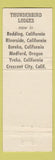 Matchbook Cover - Thunderbird Lodge Redding CA