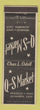 Matchbook Cover - Q And S Market Alhambra CA