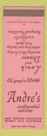 Matchbook Cover - Andre's Restaurant Beverly Hills CA