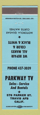 Matchbook Cover - Parkway TV Travis Air Force Base CA