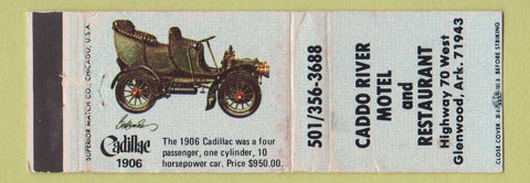 Matchbook Cover - Caddo River Motel Restaurant Glenwood AR WORN
