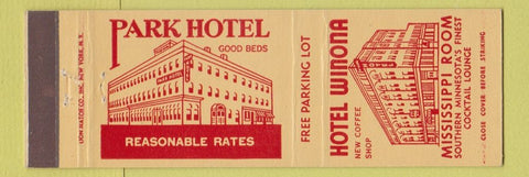 Matchbook Cover - Park Hotel Hotel Winona MN