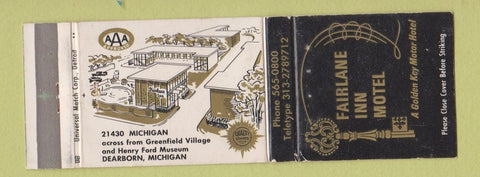Matchbook Cover - Fairlane Inn Motel Dearborn MI WEAR