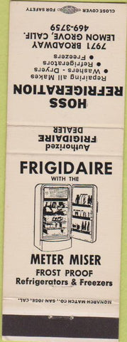 Matchbook Cover - Hoss Refrigerator Lemon Grove CA Frigidaire