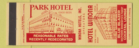 Matchbook Cover - Park Hotel Hotel Winona MN