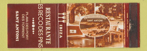 Matchbook Cover - Restaurante Es Reco Des Pins Sant Antoni Spain