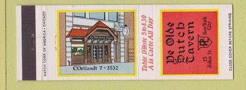 Matchbook Cover - Ye Olde Dutch Tavern New York City
