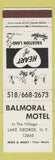 Matchbook Cover - Balmoral Motel Lake George NY