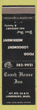 Matchbook Cover - Coach House Inn Lunenburg MA