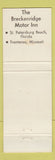 Matchbook Cover - Breckenridge Motor Inn St Petersburg FL Frontenac MO