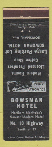 Matchbook Cover - Bowsman Hotel Bowsman MB