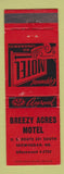 Matchbook Cover - Breezy Acres Motel Skowhegan ME
