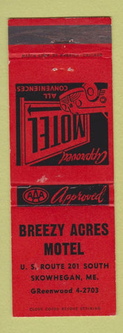Matchbook Cover - Breezy Acres Motel Skowhegan ME
