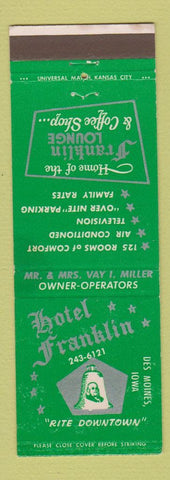 Matchbook Cover - Hotel Franklin Des Moines IA