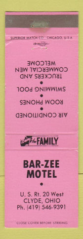 Matchbook Cover - Bar Zee Motel Clyde OH WEAR