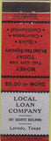 Matchbook Cover - Local Loan Co Laredo TX