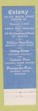 Matchbook Cover - Colony Chester PA Hotel