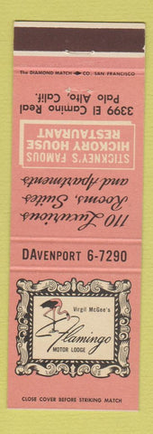 Matchbook Cover - Flamingo Motor Lodge Palo Alto CA