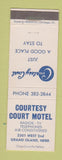 Matchbook Cover - Courtesy Court Motel Grand Island NE