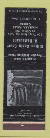 Matchbook Cover - Clifton Cabin Court Restaurant Niagara Falls ON WEAR